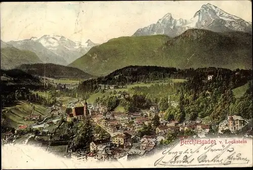 Ak Berchtesgarden, Panorama vom Lockstein aus