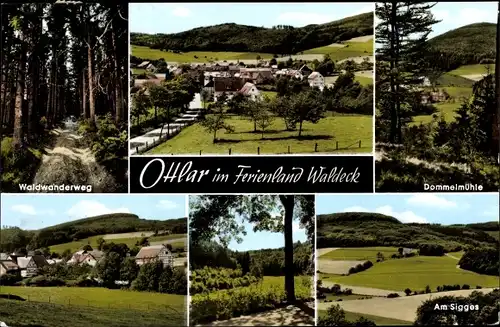Ak Ottlar Diemelsee Hessen, Totalansicht vom Ort, Waldwanderweg, Dommelmühle, Sigges, Wiesenpartien