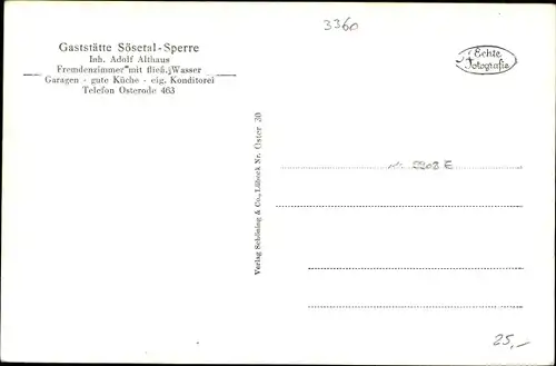 Ak Osterode in Niedersachsen, Gasthaus Sösetal Sperre