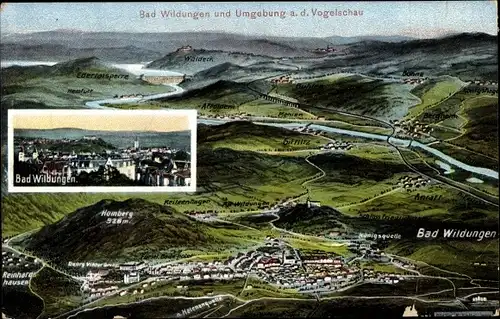 Landkarten Ak Felle, Eugen, Bad Wildungen in Nordhessen, Homberg, Reinhardshausen, Mehlen