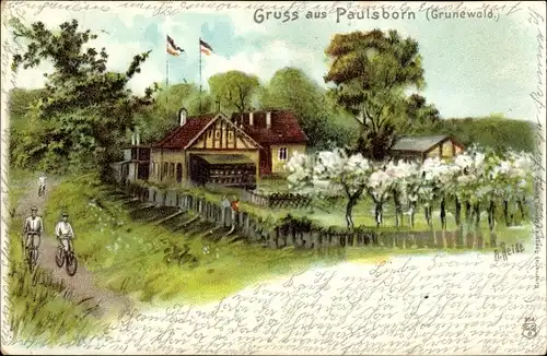 Künstler Litho Heide, A., Berlin Wilmersdorf Grunewald, Paulsborn