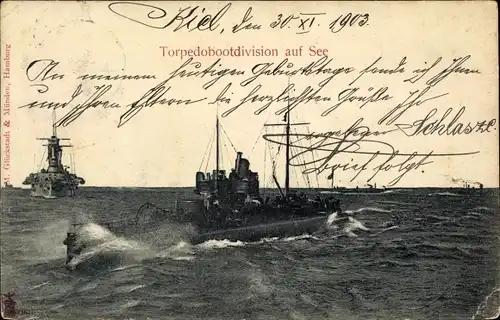 Ak Deutsche Kriegsschiffe, Torpedoboot Division auf See