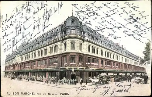 Ak Paris, Au bon Marché, Rue de Sevres