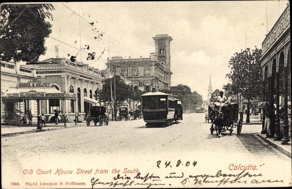 Ak Kolkata Kalkutta Indien Old Court House Street Strassenbahn