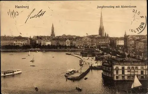 Ak Hamburg, Jungfernstieg m. Alsterdamm