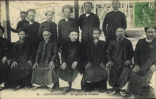 Ak Cochinchine Vietnam, Un groupe de Notables