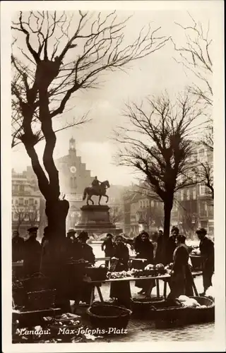 Ak Landau in der Pfalz, Max Josephs Platz, Reiterdenkmal