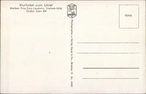 Ak Sielbeck Uklei Eutin Schleswig Holstein, Kurhotel zum Uklei, Dora Langbehn