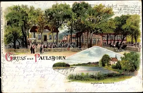 Litho Berlin Wilmersdorf Grunewald Paulsborn, Restaurant, Jagdschloss