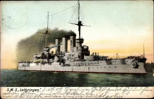 Ak Deutsches Kriegsschiff, SMS Lothringen, Kaiserliche Marine