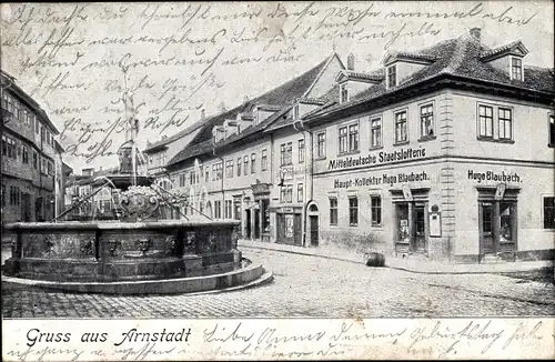 Ak Arnstadt in Thüringen, Mitteldeutsche Staatslotterie Hauptkollektur Hugo Blaubach