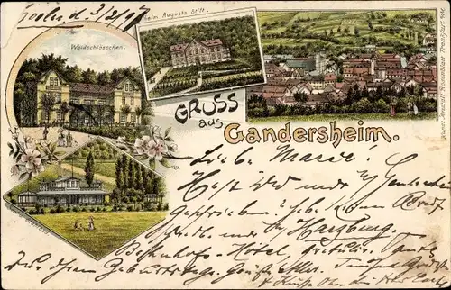 Litho Bad Gandersheim in Niedersachsen, Waldschlösschen, Wilhelm Augusta Stift