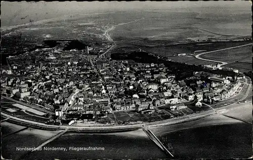 Ak Norderney in Ostfriesland, Fliegeraufnahme vom Ort