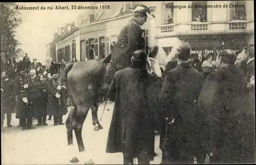 Ak Avenement du roi Albert 1909, König Albert I. von Belgien, Thronbesteigung, Bourgmestre de Laeken