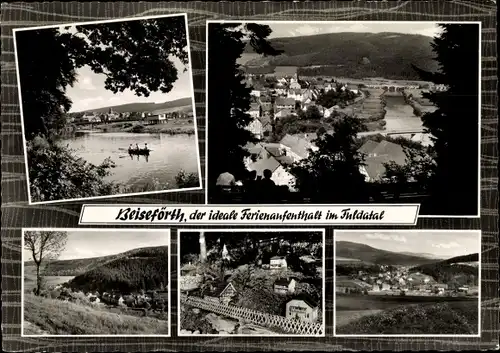 Ak Beiseförth Malsfeld Hessen, Uferpartie, Panorama vom Ort, Wohnhäuser