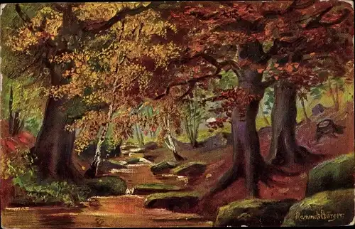 Künstler Ak Bürger, Herbstlandschaft im Wald