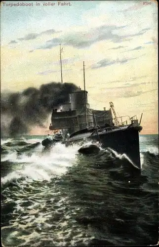 Ak Deutsches Kriegsschiff, Torpedoboot in voller Fahrt