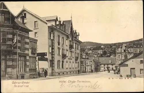 Ak Gérardmer Lothringen Vosges, Grand' rue, Hotel Chole Terminus
