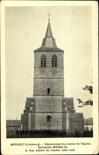 Ak Bocholt Flandern Limburg, eglise, deplacement du clocher, entreprise Morglia