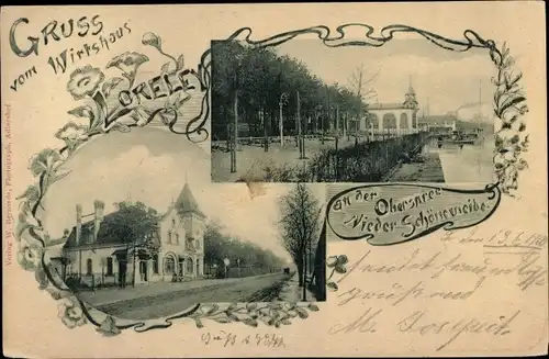 Ak Berlin Treptow Niederschöneweide, Wirtshaus Loreley, Straßenpartien