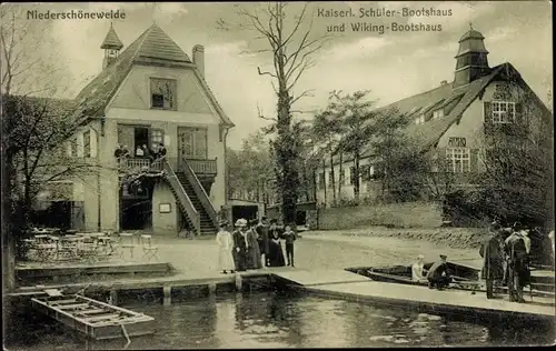 Ak Berlin Treptow Niederschöneweide, Kaiserl. Schüler Bootshaus und Wiking Bootshaus