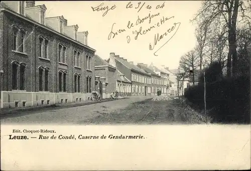 Ak Leuze en Hainaut Wallonien Hennegau, Rue de Conde, Caserne de Gendarmerie