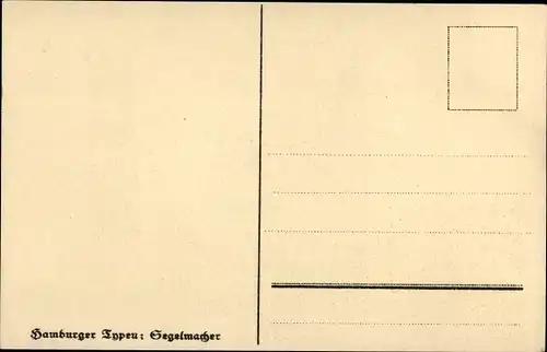 Künstler Ak Bombach, Hamburg, Hamburger Typen, Segelmacher, Portrait, Tabakpfeife