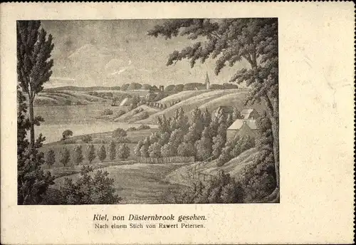 Künstler Ak Petersen, Rawert, Kiel Schleswig Holstein, Panorama von Düsternbrook gesehen