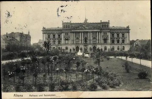 Ak Hamburg Altona, Rathaus u. Kaiserplatz