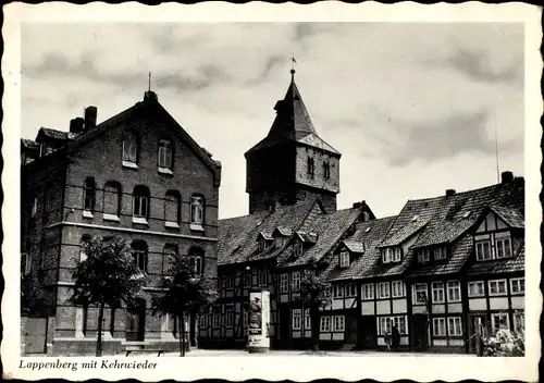 Ak Hildesheim Niedersachsen, Lappenberg mit Kehrwieder, Fachwerkhäuser, Turm, Litfaßsäule