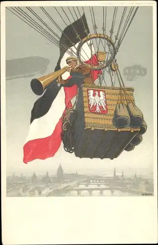 Ganzsachen Künstler Ak Frankfurt am Main, Internationale Luftschifffahrt Ausstellung 1909, Ballon