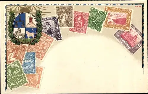 Briefmarken Wappen Ak Uruguay, Republica Oriental