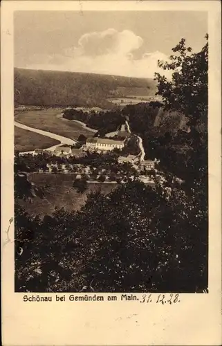 Ak Schönau Gemünden am Main, Panorama vom Ort