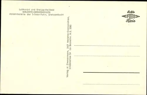 Ak Malente Gremsmühlen, Anlegestelle 5 Seen Fahrt, Diekseebucht