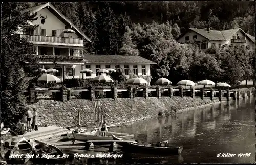 Ak Urfeld Kochel am See Oberbayern, Hotel Post und Jäger am See