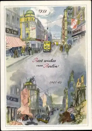 Künstler Ak Berlin Mitte, Friedrichstraße 1933, 1945-46, Kriegszerstörung II. WK