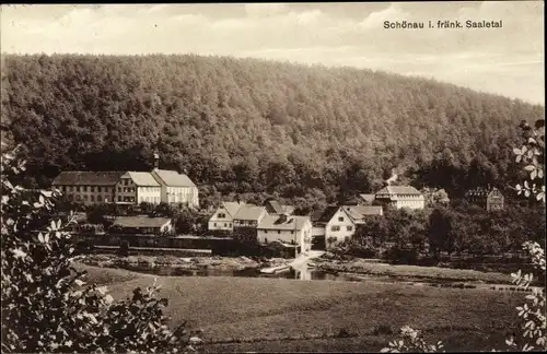 Ak Schönau Gemünden am Main im Kreis Main Spessart, Panorama vom Ort