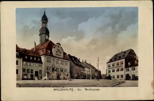 Ak Waldenburg in Sachsen, Marktplatz