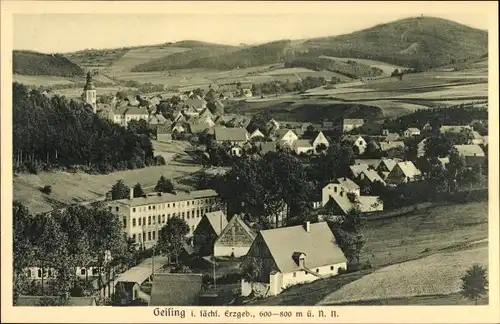 Ak Geising Altenberg Erzgebirge, Stadtpanorama, Glockenturm, Landschaftsblick