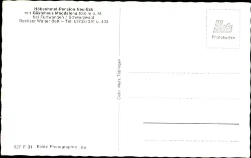 Ak Furtwangen im Schwarzwald, Höhenhotel Pension Neu Eck, Gästehaus Magdalena