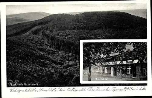 Ak Osterwald Salzhemmendorf Niedersachsen, Block vom Hohenstuhl, Sennhütte Waldgaststätte