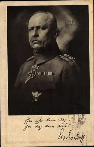 Ak General Erich Friedrich Wilhelm Ludendorff, Portrait