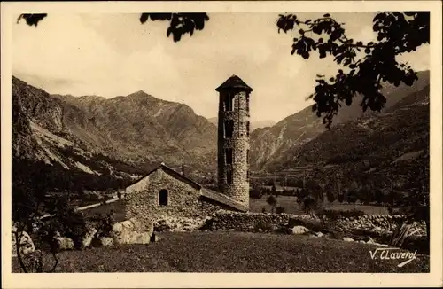 Ak Saint Colom Andorra, Clocher roman