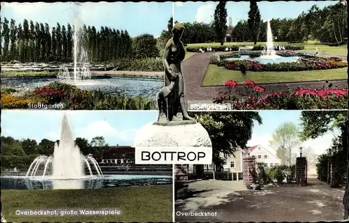 Ak Bottrop Nordrhein Westfalen, Stadtgarten, Overbeckshof, Wasserspiele