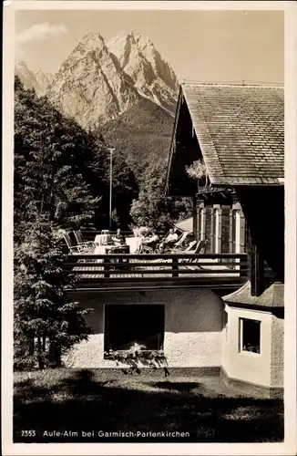 Ak Garmisch Partenkirchen, Aulealm, Terrasse