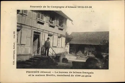 Ak Friesen Elsass Haut Rhin, Le Bureau de Tabacs francais, Maison Moritz