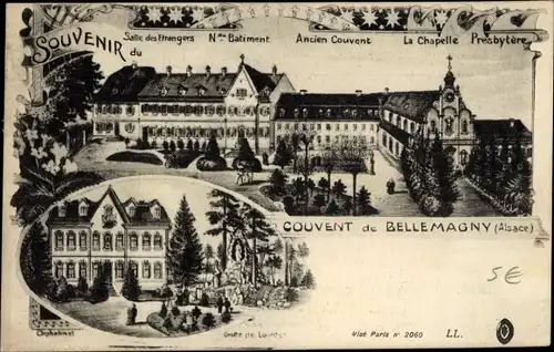 Ak Bellemagny Elsaß Haut Rhin, Couvent, Grotte de Lourdes