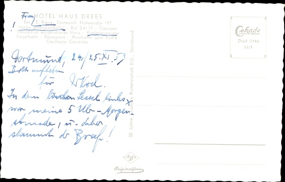 Ak Dortmund Im Ruhrgebiet Hotel Haus Drees Nr 2245801 Oldthing
