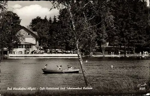 Ak Bad Wörishofen im Unterallgäu, Café-Restaurant und Schwimmbad Waldsee