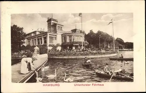 Ak Hamburg Nord Uhlenhorst, Fährhaus, Bootssteg